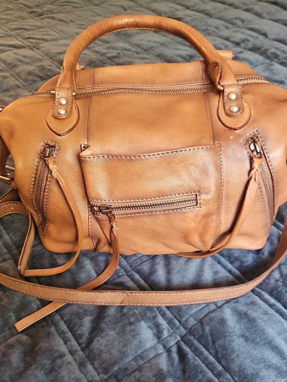 We The Free Baby Emerson Leather Bag | Saddle Brown Crossbody Satchel - Picture 2 of 13